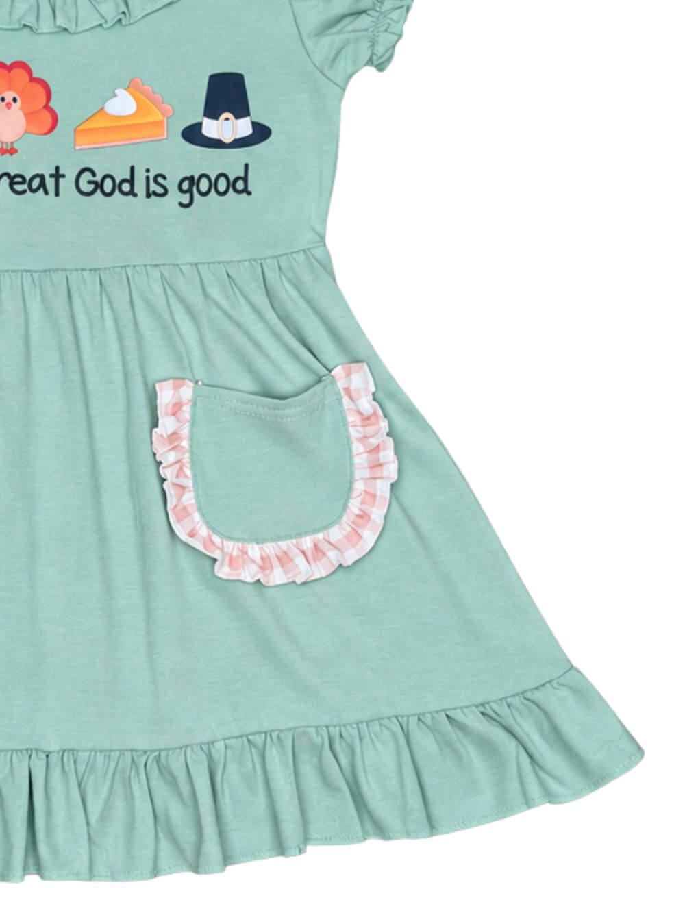 Sweet Thanksgiving Sage Girls Ruffle Dress