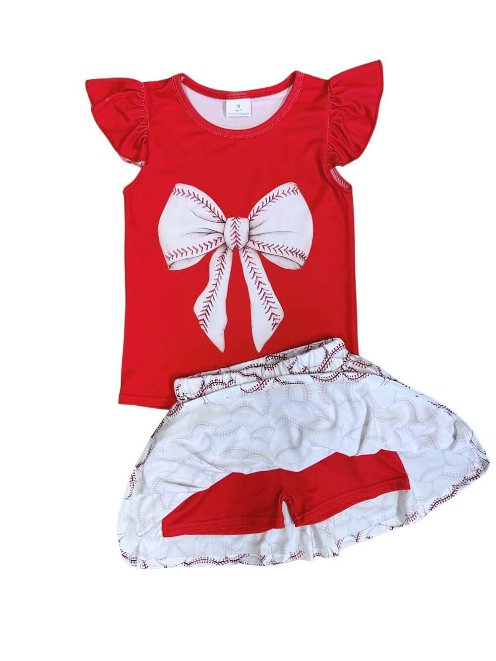 Sweet & Sporty Girls Red & White Baseball Bow Skirt Outfit - Sydney So Sweet