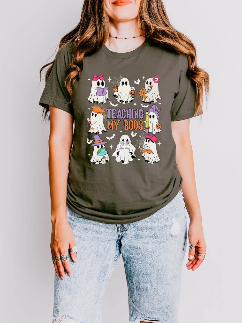 Teaching My Boos Halloween Tee Bella + Canvas Teacher Shirt T-Shirt - Sydney So Sweet