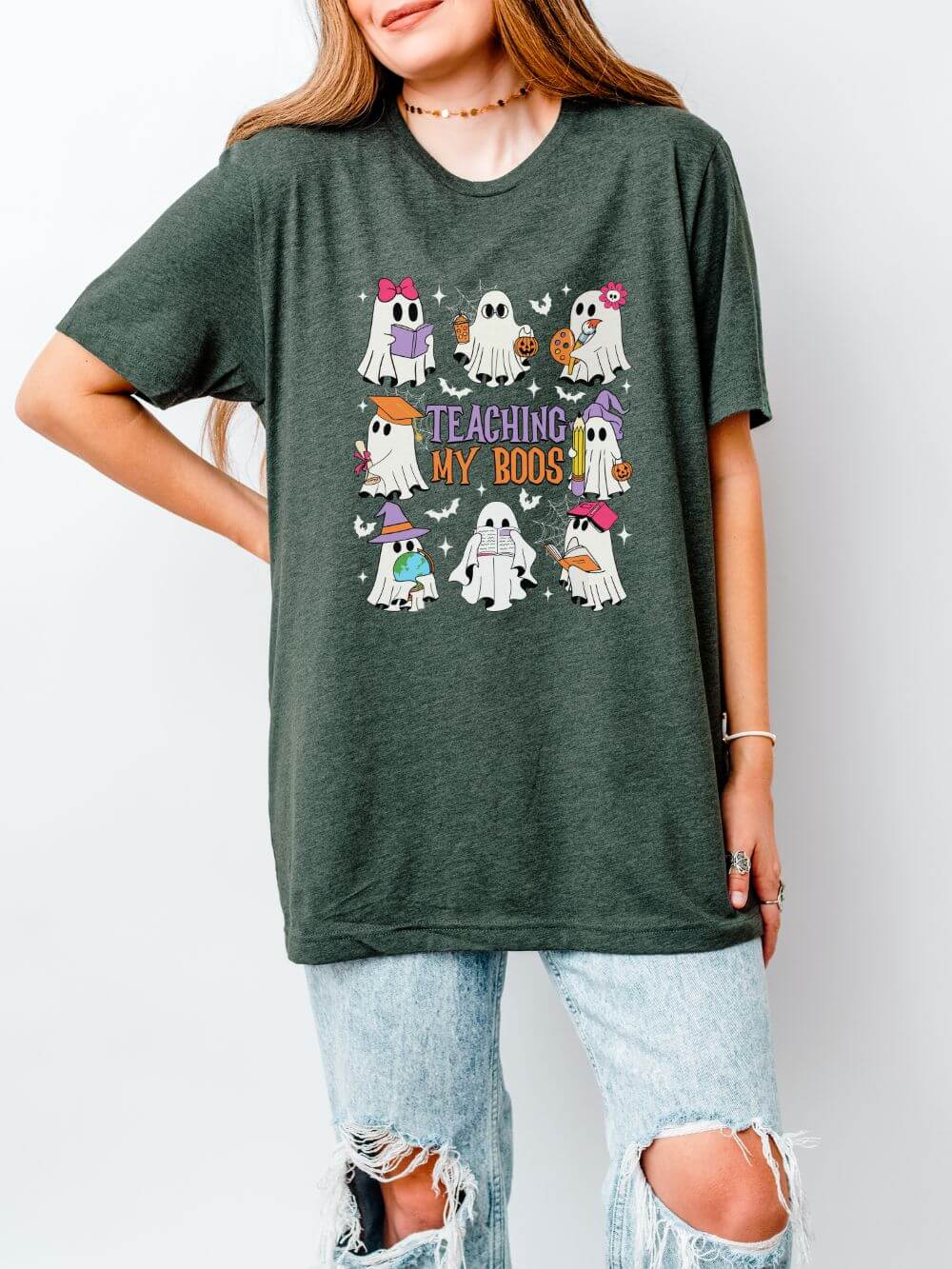 Teaching My Boos Halloween Tee Bella + Canvas Teacher Shirt T-Shirt - Sydney So Sweet