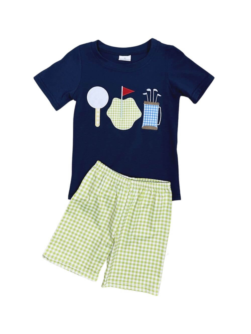 Tee Time Navy & Green Boys Golf Shorts Outfit Set - Sydney So Sweet