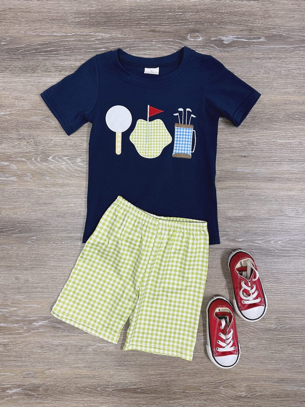 Tee Time Navy & Green Boys Golf Shorts Outfit Set - Sydney So Sweet