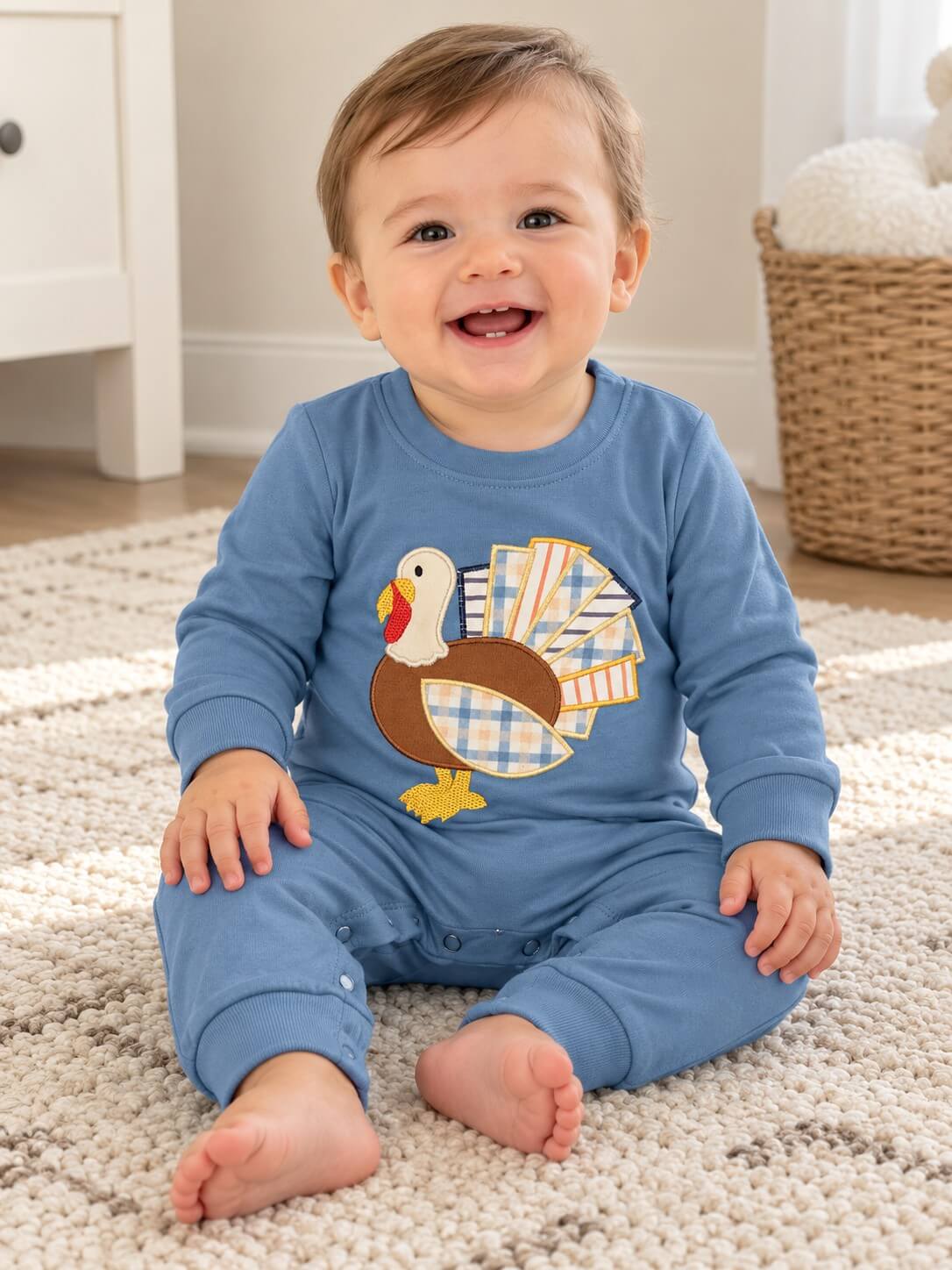 Thankful Little Turkey Thanksgiving Baby Romper