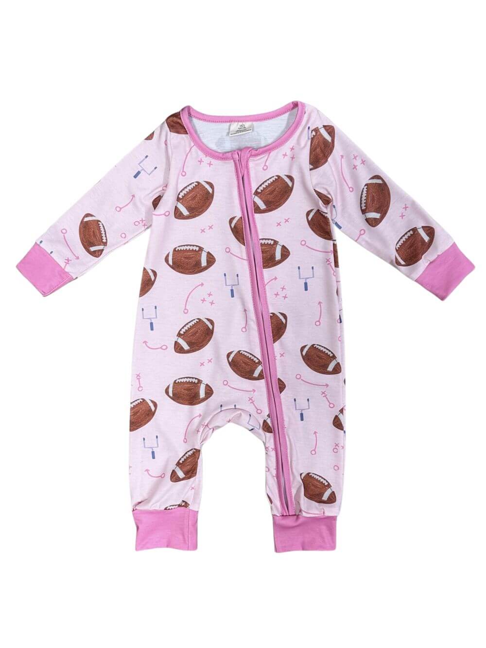 Tiny Tailgater Pink Girls Football Baby Romper - Sydney So Sweet