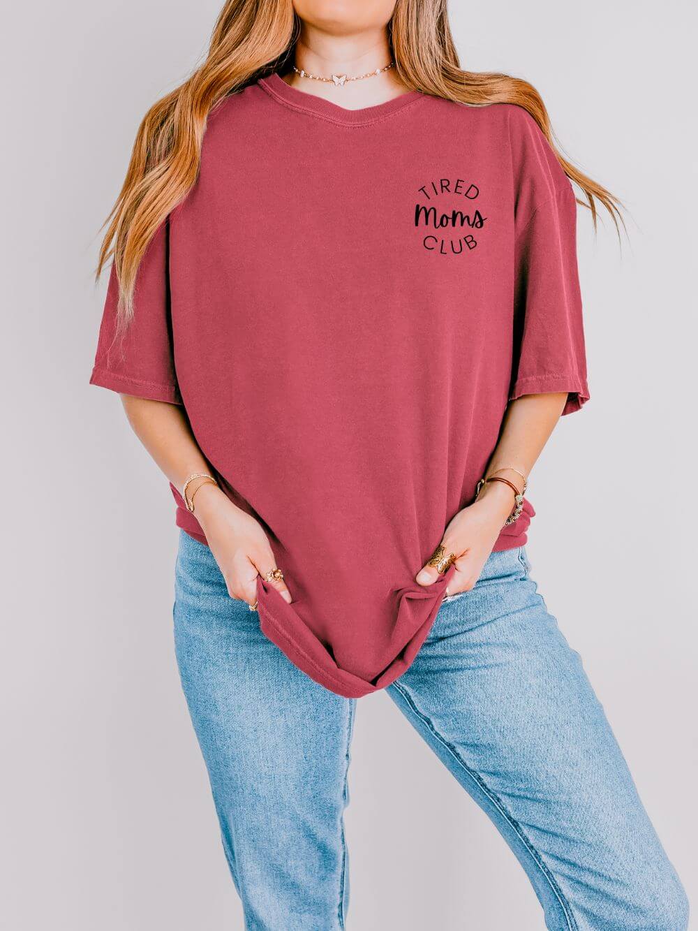 Tired Moms Club Embroidered Tee Comfort Colors Short Sleeve Graphic T-Shirt - Sydney So Sweet
