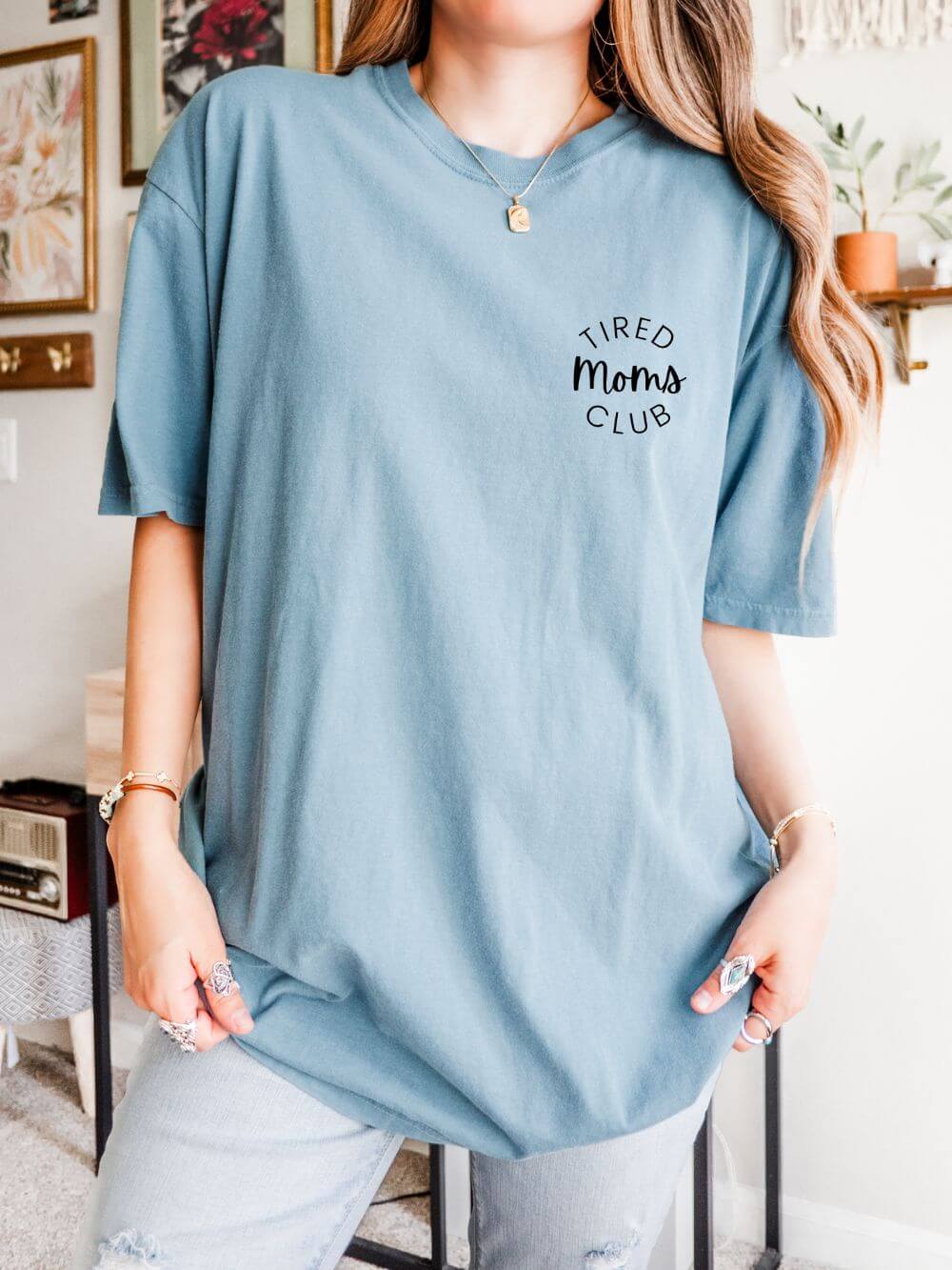 Tired Moms Club Embroidered Tee Comfort Colors Short Sleeve Graphic T-Shirt - Sydney So Sweet