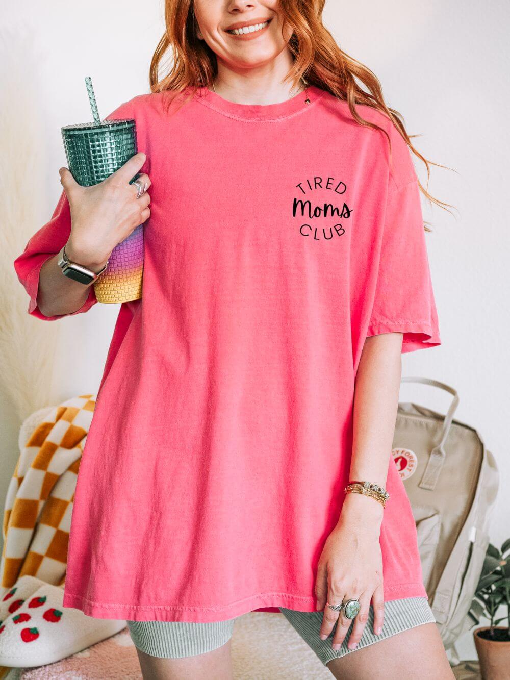 Tired Moms Club Embroidered Tee Comfort Colors Short Sleeve Graphic T-Shirt - Sydney So Sweet