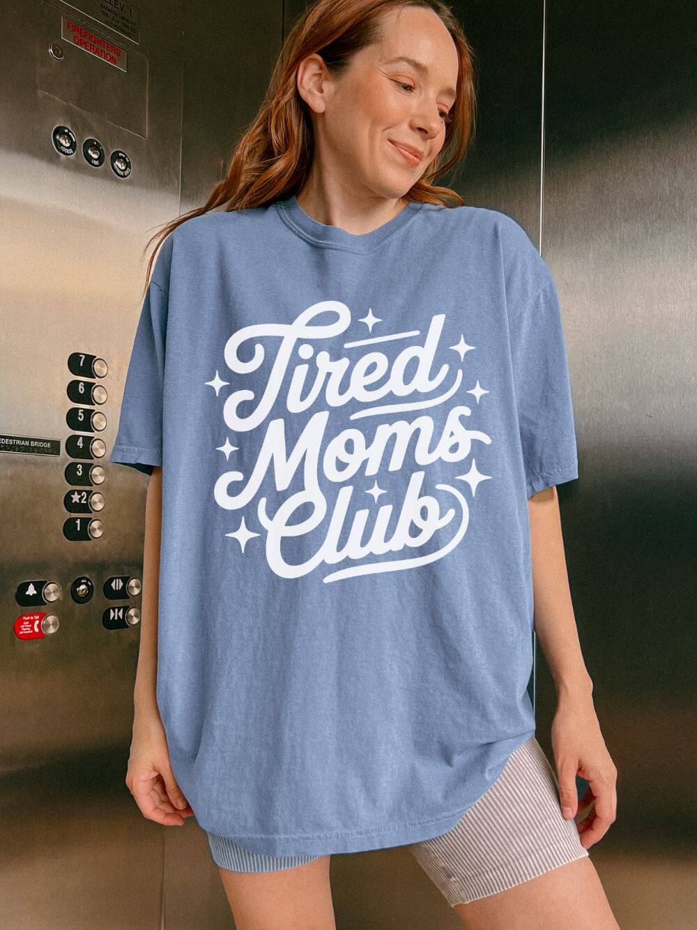 Tired Moms Club Mom T-Shirt Cute Script Graphic Tee