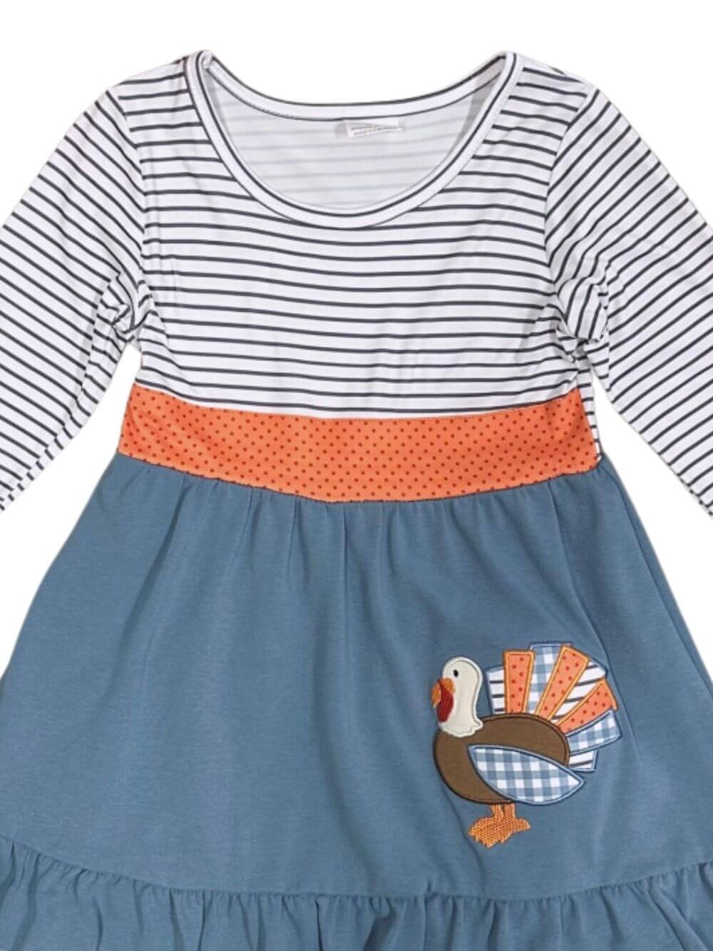 Turkey Time Blue Striped Twirl Dress - Sydney So Sweet