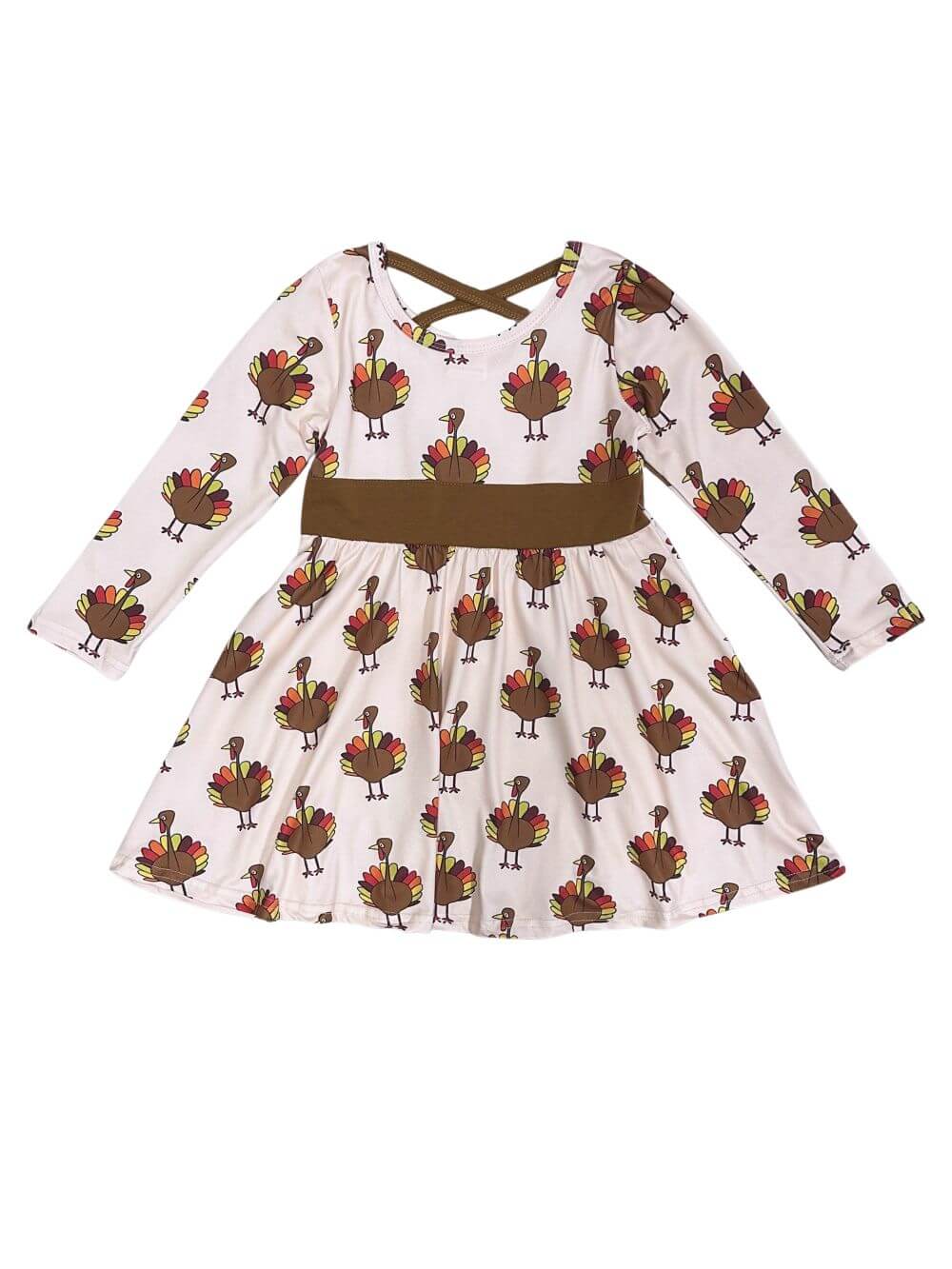 Turkey Trot Cross Back Girls Thanksgiving Dress - Sydney So Sweet