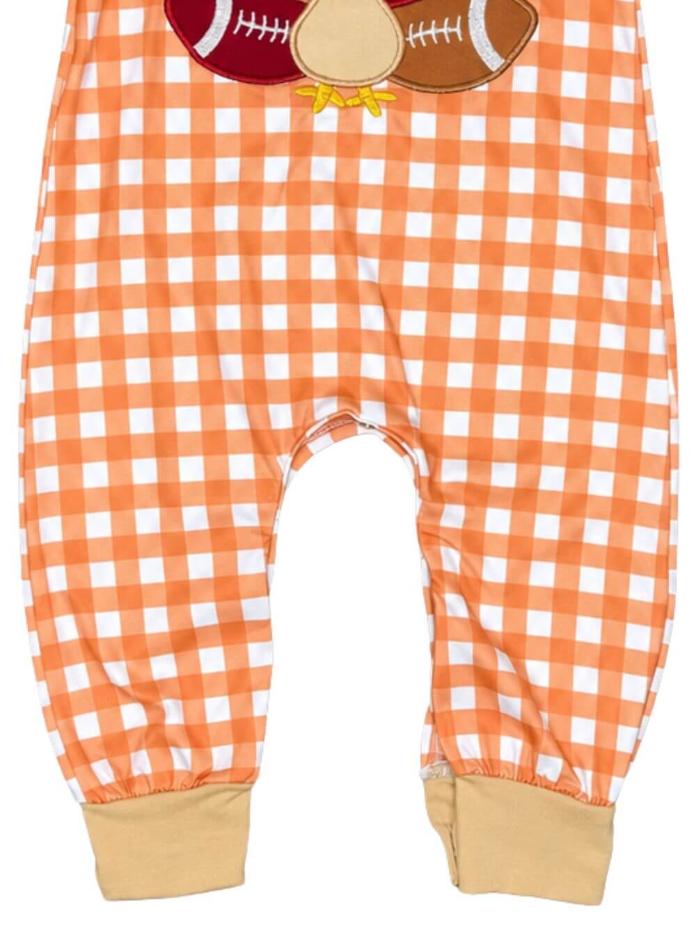 Turkey Football Gingham Baby Thanksgiving Romper