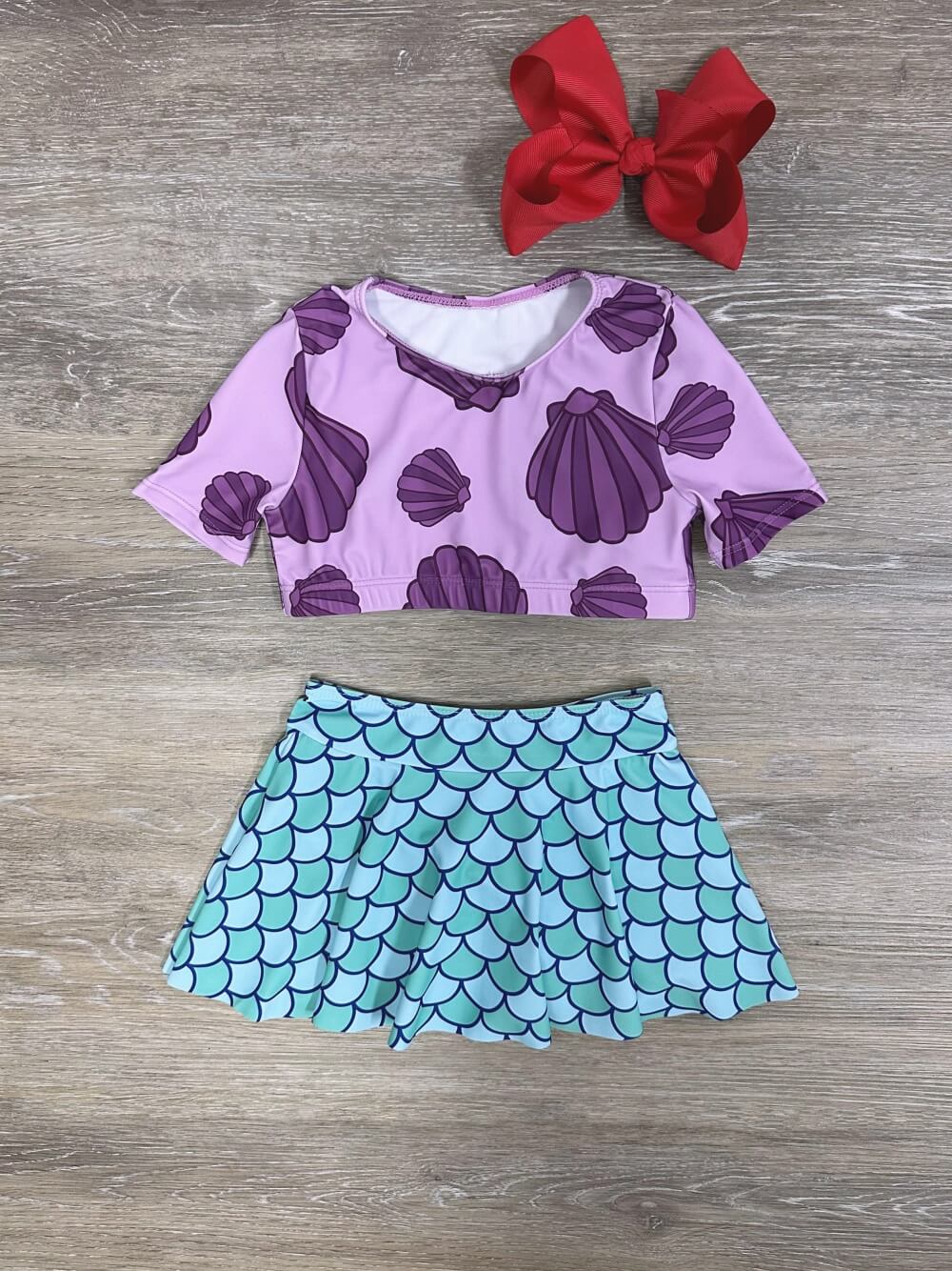 Under the Sea Girls Mermaid Scale Swim Skirt Set - Sydney So Sweet