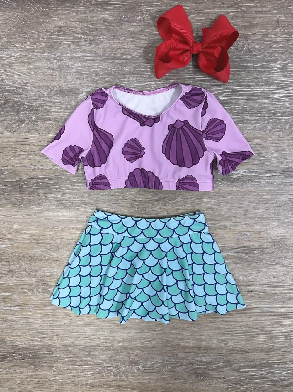 Under the Sea Girls Mermaid Scale Swim Skirt Set - Sydney So Sweet