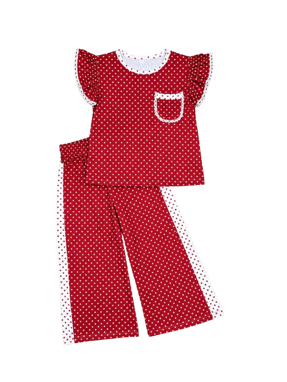 Vintage Charm Burgundy Girls Matching Set