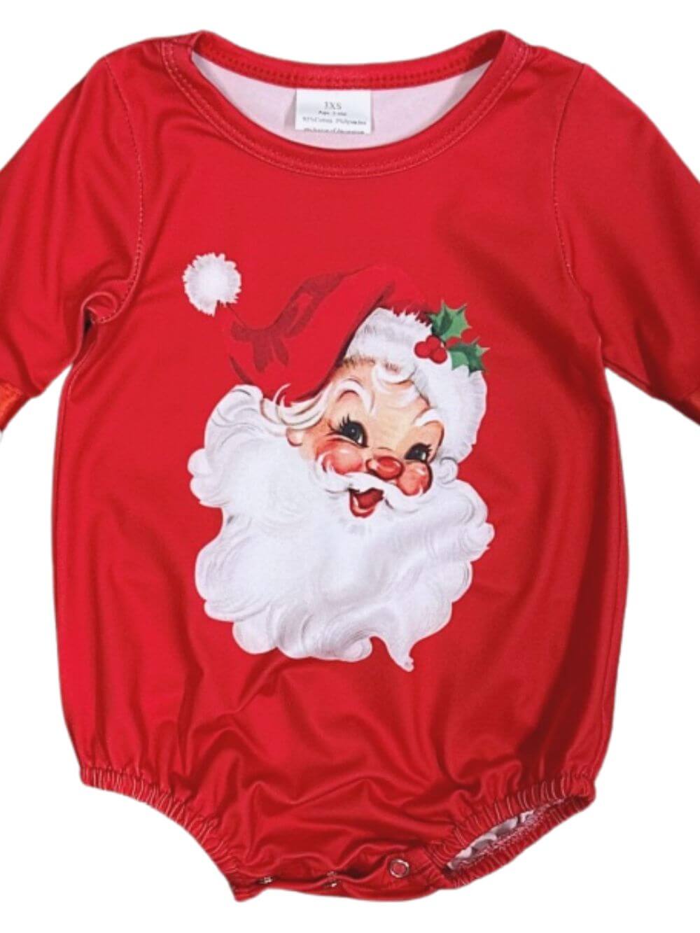 Vintage Christmas Cheer Santa Girls Baby Bubble Romper - Sydney So Sweet