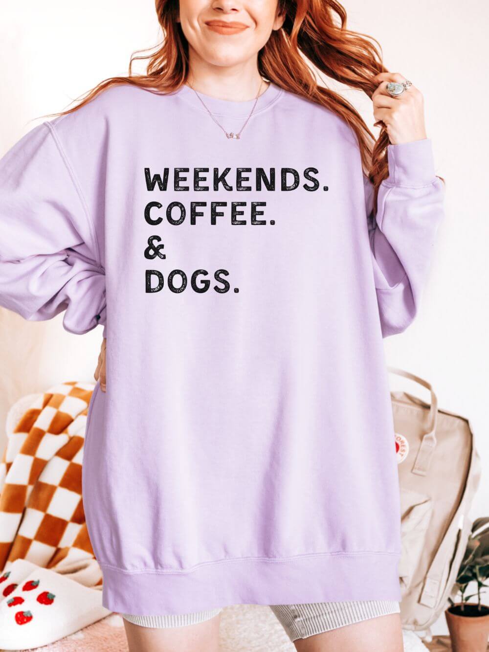 Weekends, Coffee, & Dogs Comfort Colors Crew Neck Pullover Unisex Sweatshirt
