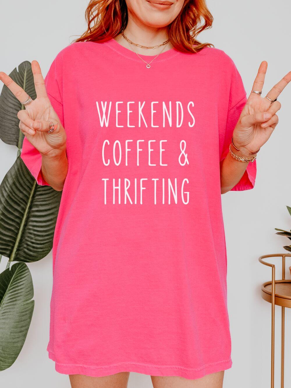 Weekends Coffee & Thrifting T-Shirt Graphic Unisex Tee - Sydney So Sweet