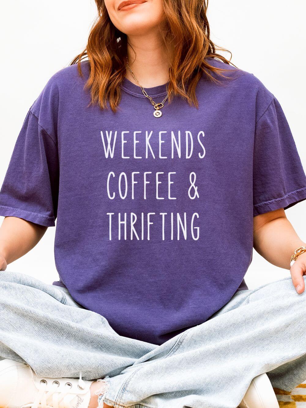 Weekends Coffee & Thrifting T-Shirt Graphic Unisex Tee - Sydney So Sweet