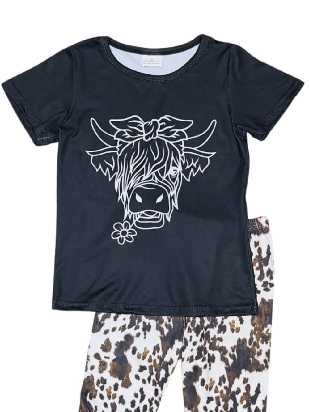 Western Prairie Girls Cow Print Bell Bottoms Outfit
