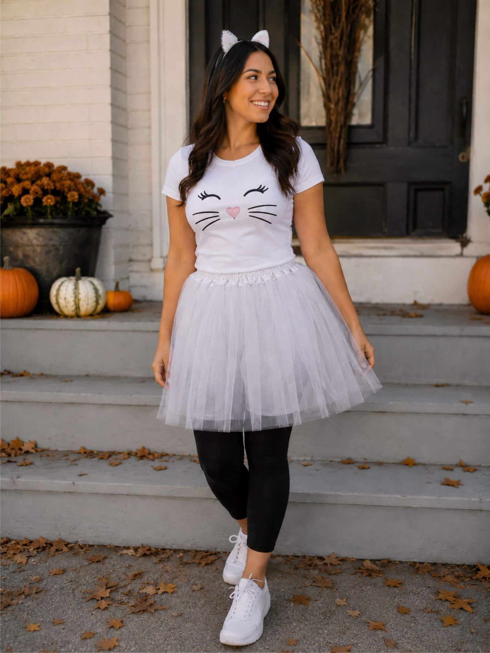 Women's White Cat Costume – Tutu & Sequin Cat Ears for Adult & Plus Size