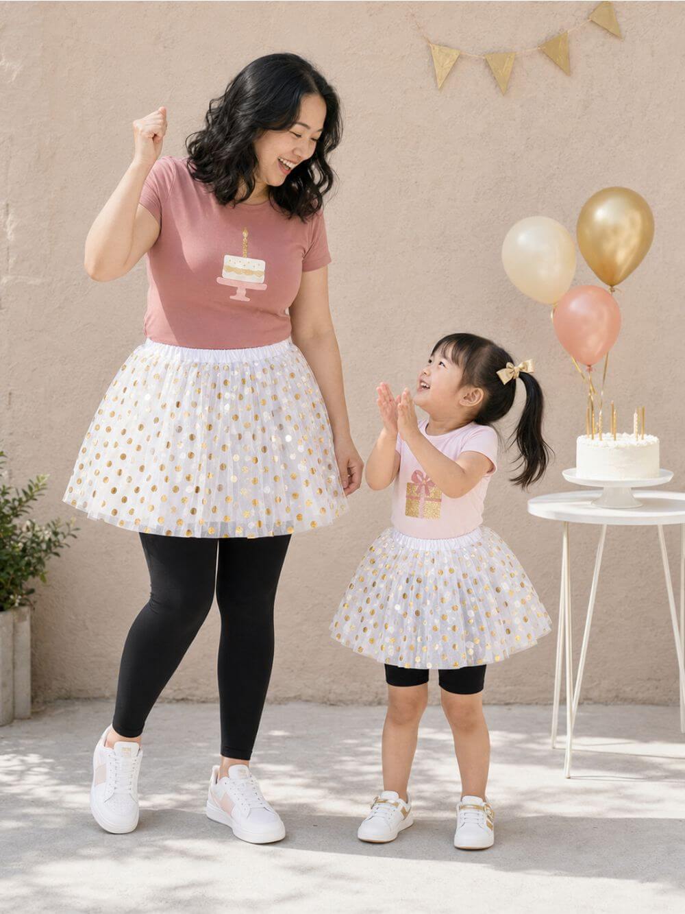 White & Gold Polka Dot Tutu Skirt – Costume Tulle Skirt for Girls, Women & Plus Sizes