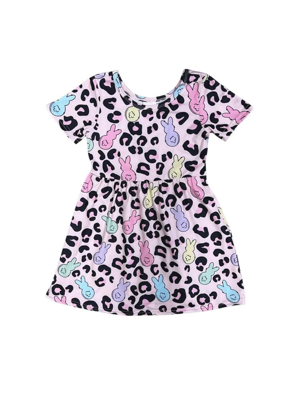Wild About My Peeps Girls Short Sleeve Animal Print Dress - Sydney So Sweet