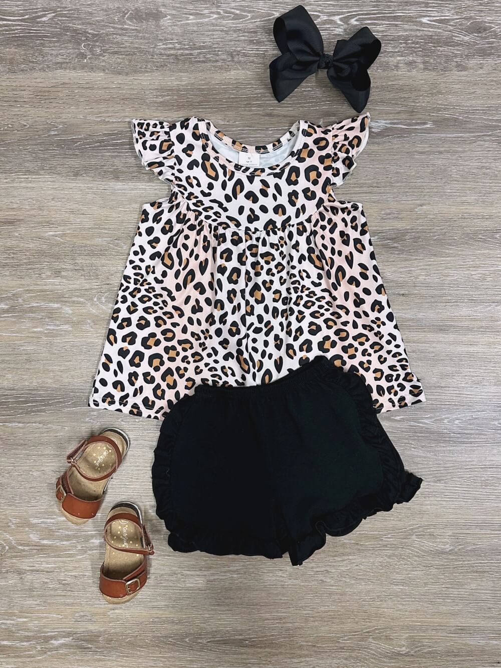 Wild & Chic Leopard Print Girls Ruffle Shorts Outfit - Sydney So Sweet