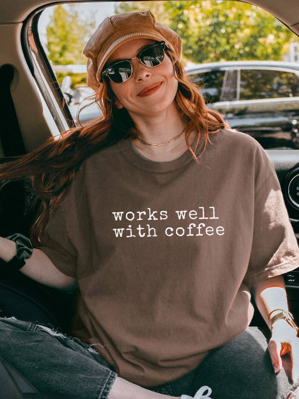 Works Well with Coffee Graphic T-Shirt Unisex Short Sleeve Tee