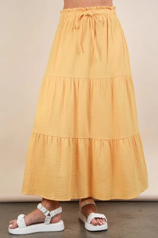 VERY J Elastic Waist Tiered Maxi Skirt - Sydney So Sweet