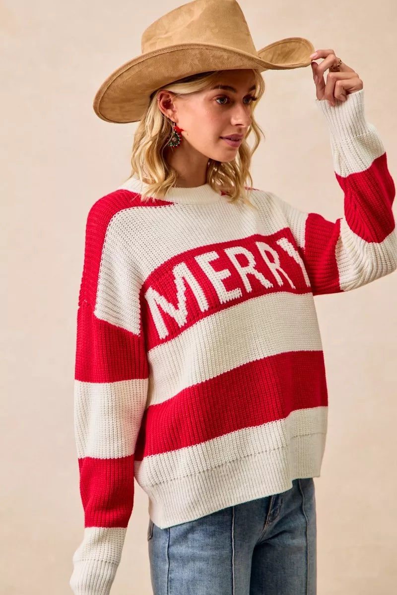 BiBi Christmas Merry Lettering Sweater - Sydney So Sweet