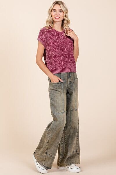 Mittoshop Washed Wide Leg Jeans with Pockets - Sydney So Sweet