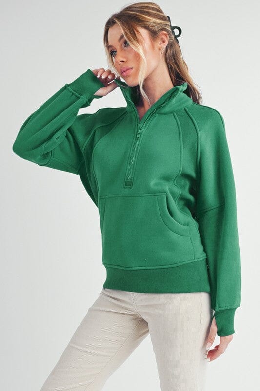 Aemi + Co Half Zip Raglan Sleeve Sweatshirt with Kangaroo Pocket - Sydney So Sweet