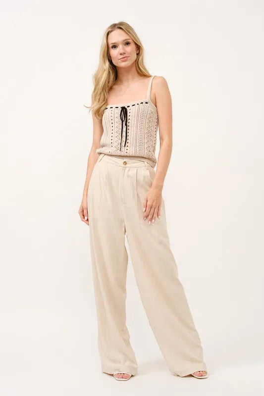 And The Why High-Rise Wide Leg Linen Blended Pants - Sydney So Sweet