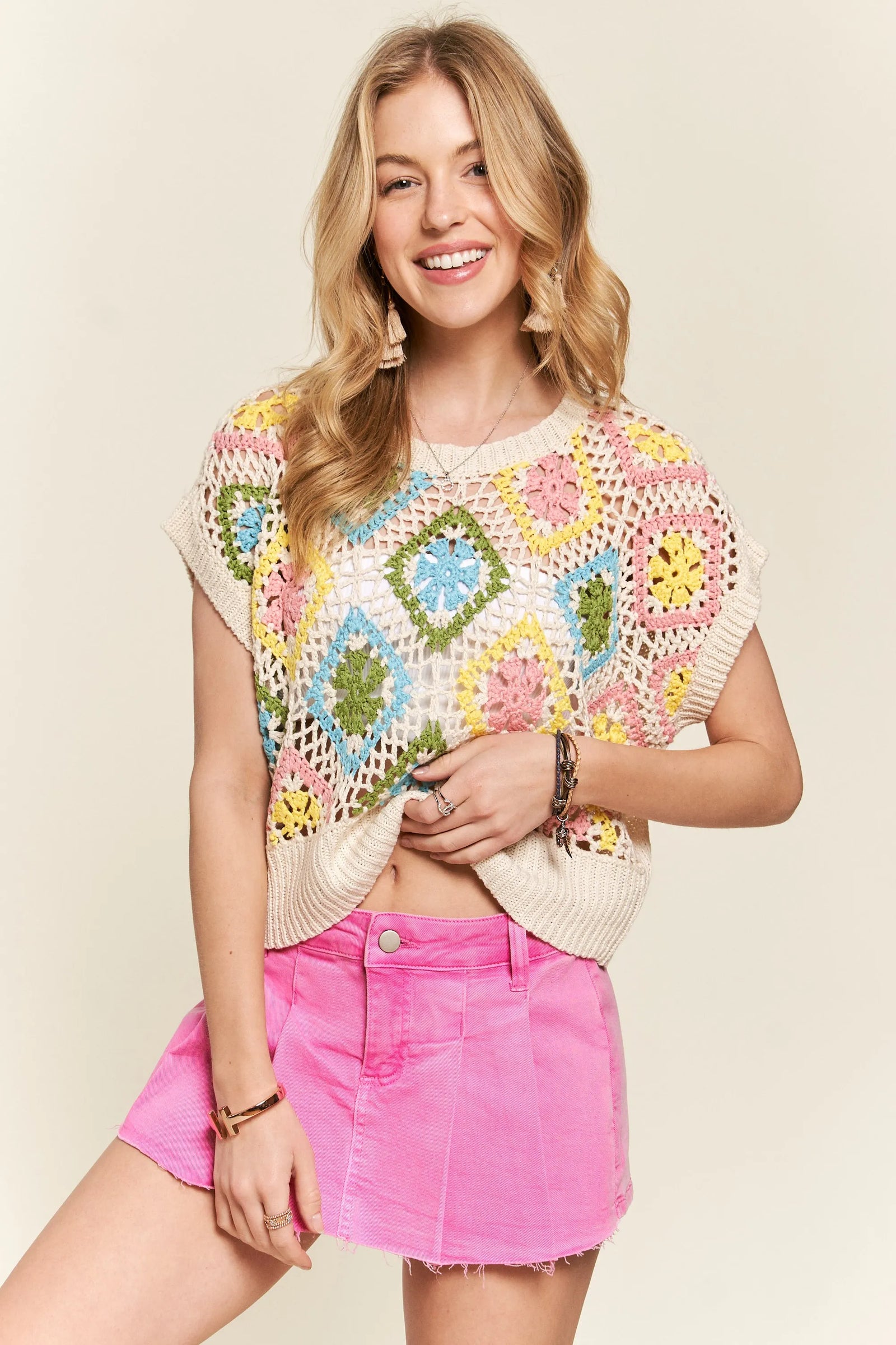 ADORA Multicolor Crochet Top - Sydney So Sweet