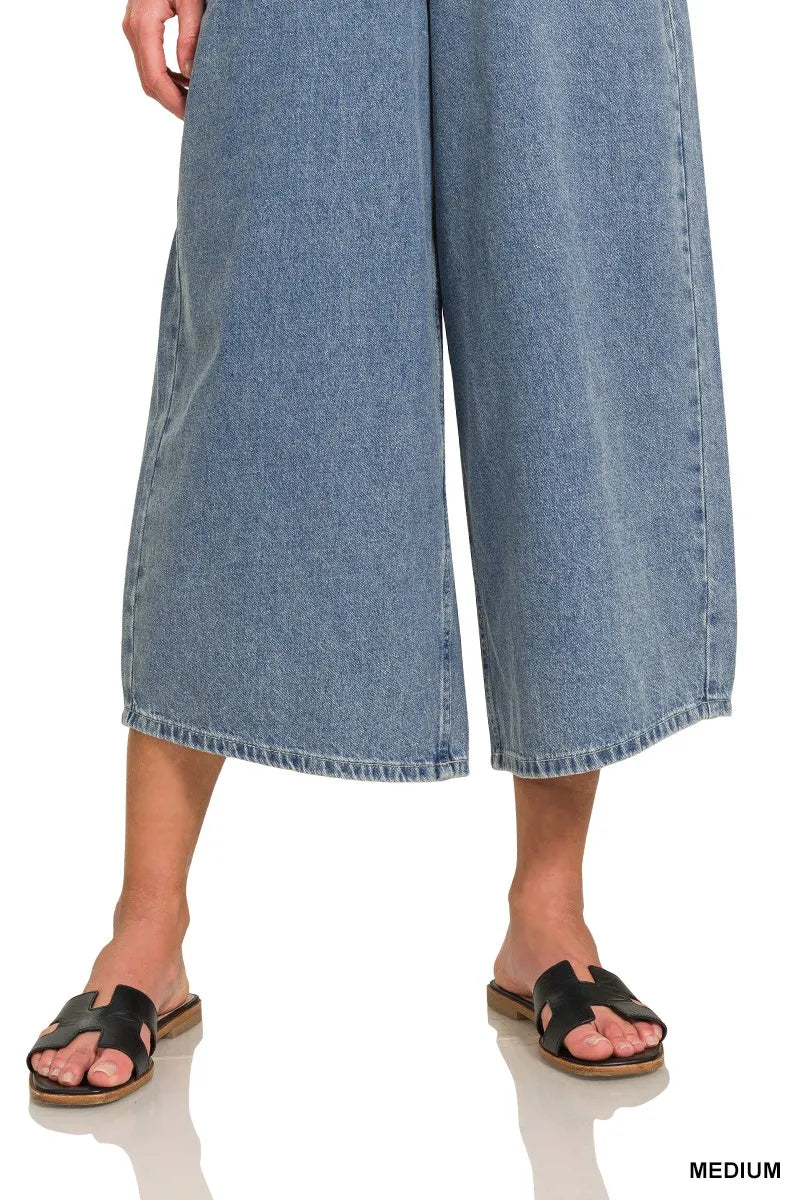 Zenana Denim Medium Washed Wide Leg Overalls - Sydney So Sweet
