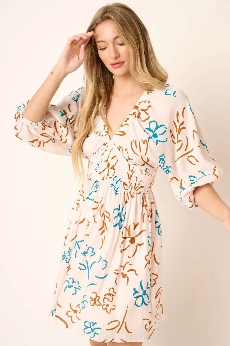 Mittoshop Flower Print Mocked Waist Mini Dress - Sydney So Sweet
