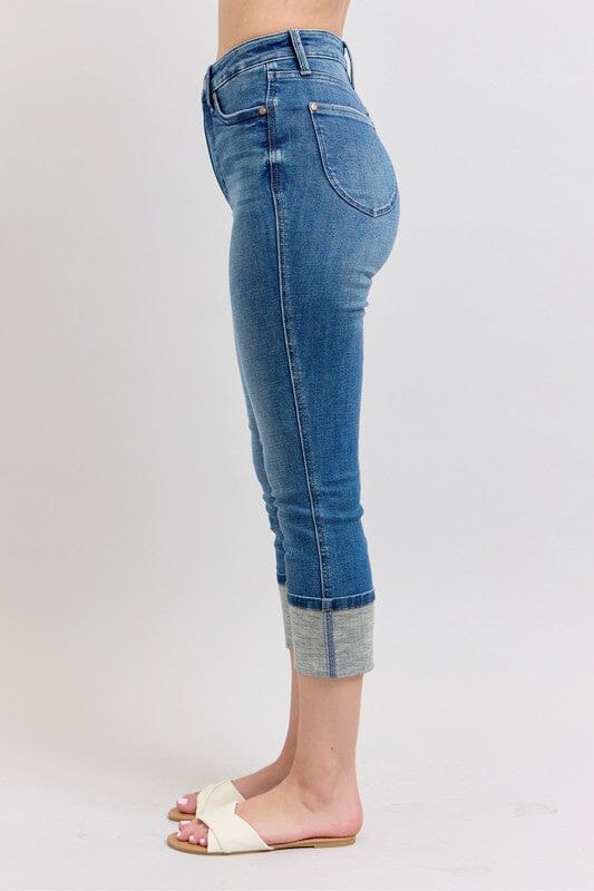 Judy Blue Full Size Skinny Cuff Capris Jeans with Pockets Plus Size - Sydney So Sweet