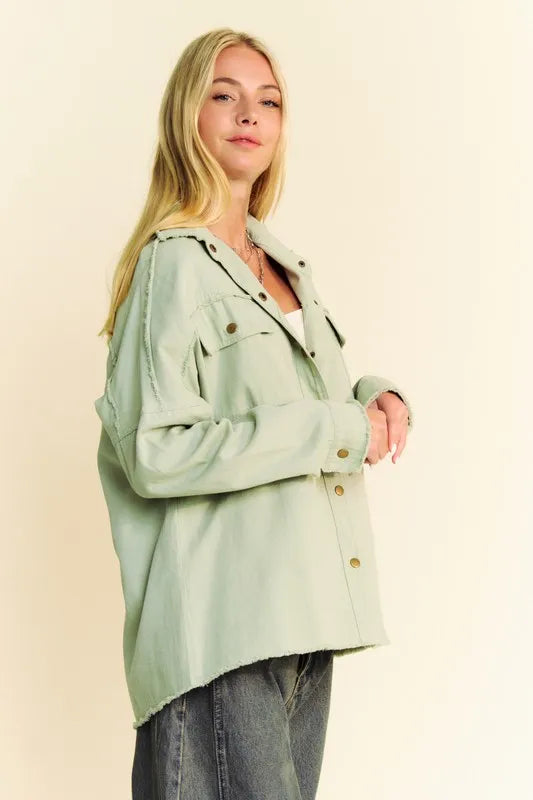 Davi & Dani Multi Color Rock & Roll Fringed Hem Loose Fit Shacket - Sydney So Sweet