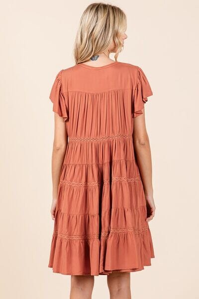 Mittoshop Lace Detail Ruffled Button Down Tiered Dress - Sydney So Sweet