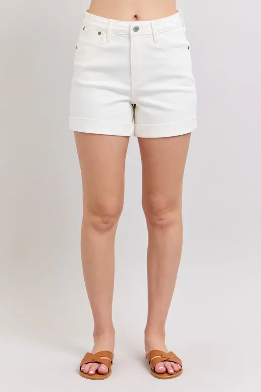 Judy Blue Full Size High Waist Double Roll Cuff Denim Shorts Plus Size - Sydney So Sweet