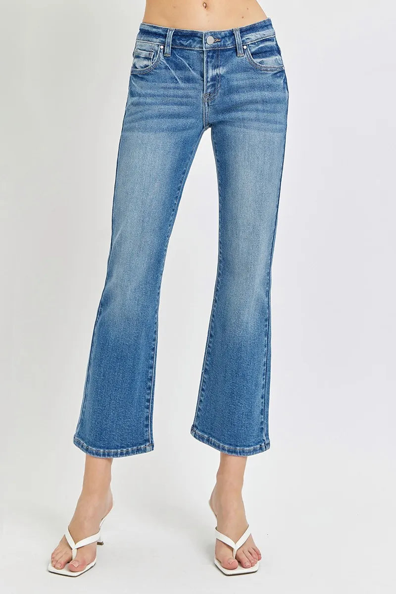 RISEN Full Size Low Rise Crop Flare Jeans Plus Size - Sydney So Sweet