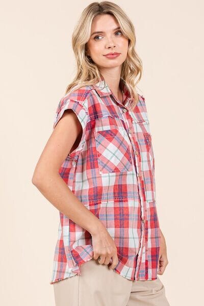 Mittoshop Mineral Wash Plaid Button Down Shirt - Sydney So Sweet