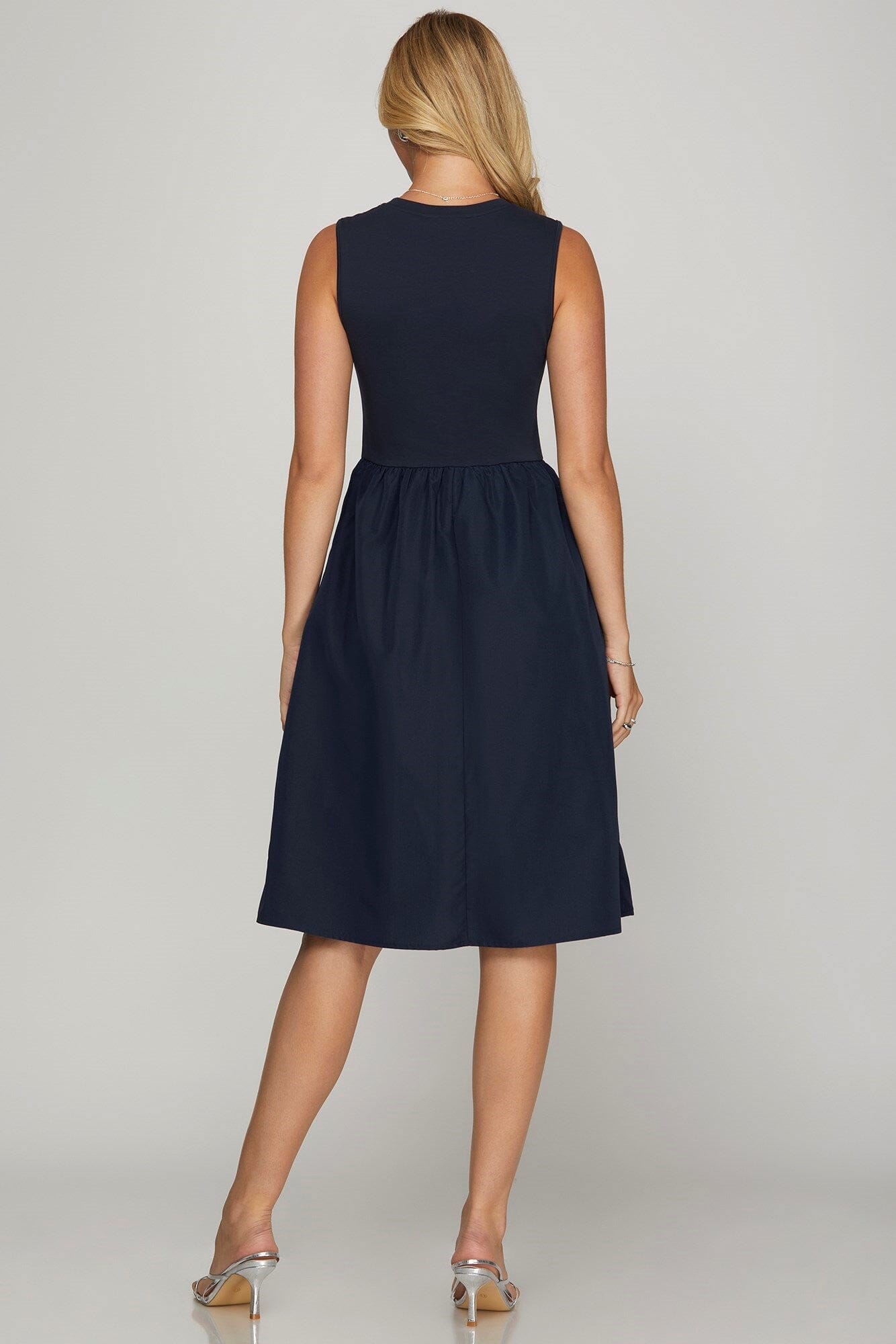 She + Sky Full Size Sleeveless Poplin Woven Midi Dress with Pockets Plus Size - Sydney So Sweet