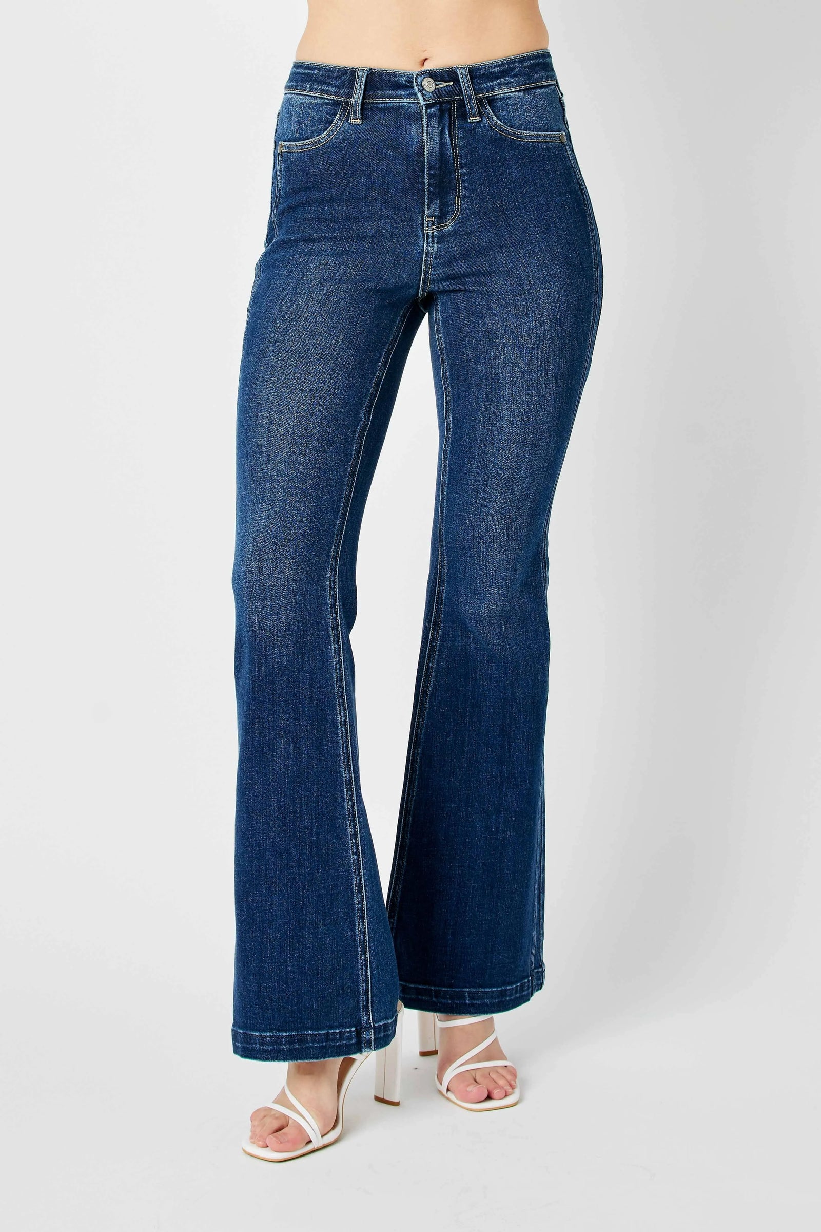 Judy Blue Full Size Hw Angled Side Seam Detail Flare Jeans Plus Size - Sydney So Sweet
