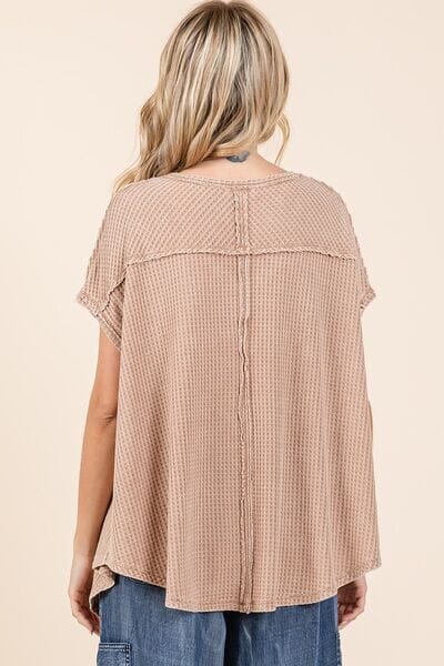 Mittoshop Mineral Wash Waffle Knit Pointed Hem Oversized Top - Sydney So Sweet
