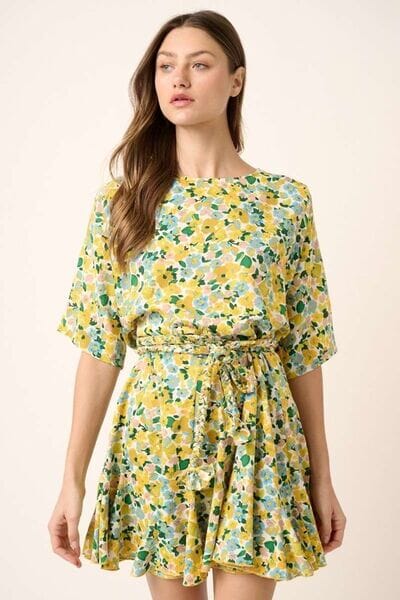 Mittoshop Floral Tie Waist Half Sleeve Mini Dress - Sydney So Sweet