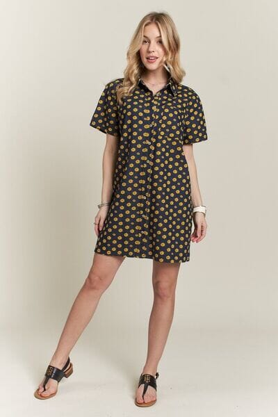 ADORA Floral Button-Up Mini Denim Dress - Sydney So Sweet