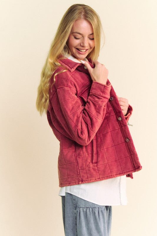 Davi & Dani Quilted Button Down Shacket with Chest Pockets - Sydney So Sweet