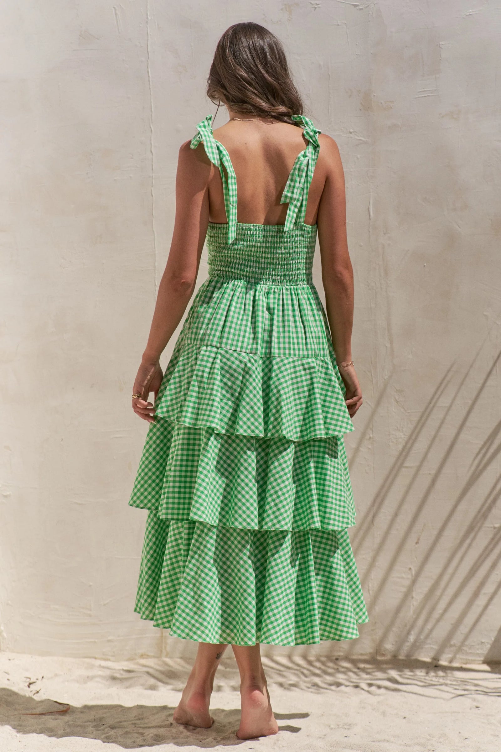 Jade By Jane Sleeveless Gingham Print Tiered Midi Dress - Sydney So Sweet
