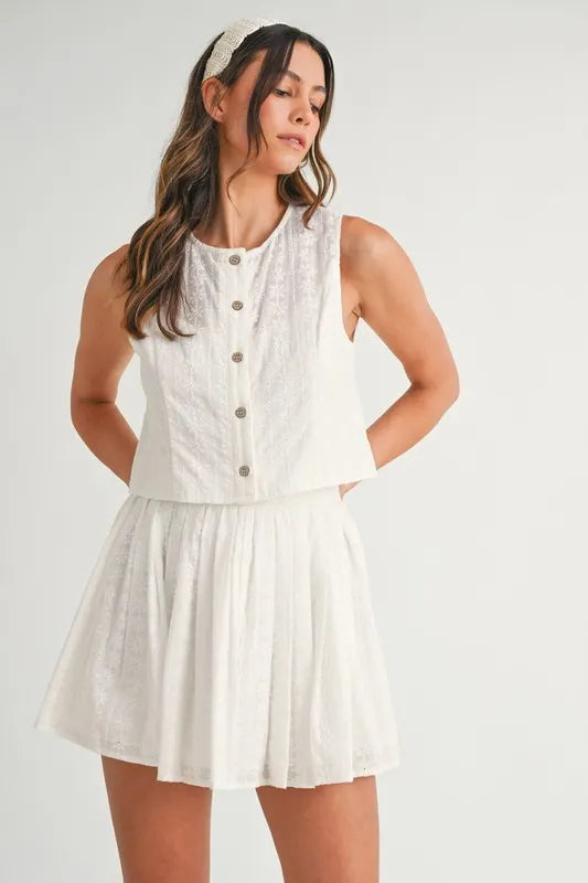 MABLE Eyelet Lace Top and Mini Skirt Set - Sydney So Sweet